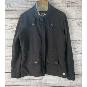 Carhartt Women’s Clarksburg Full Zip Sweatshirt Jacket Black Sherpa Collar XL